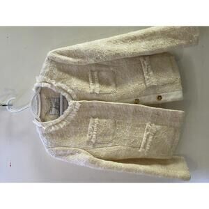 NWOT Milly Cream Tweed Wool Blazer Size 8 Parisian Chic